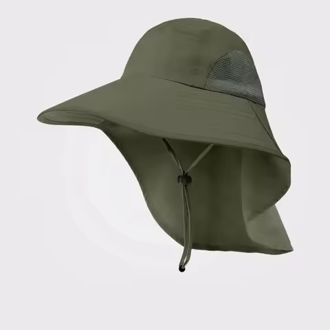 Wide Brim Sun Hat with Neck Flap for men women Adjustable Outdoor 50+UPF Protection Safari Cap Hiking Fishing Hat