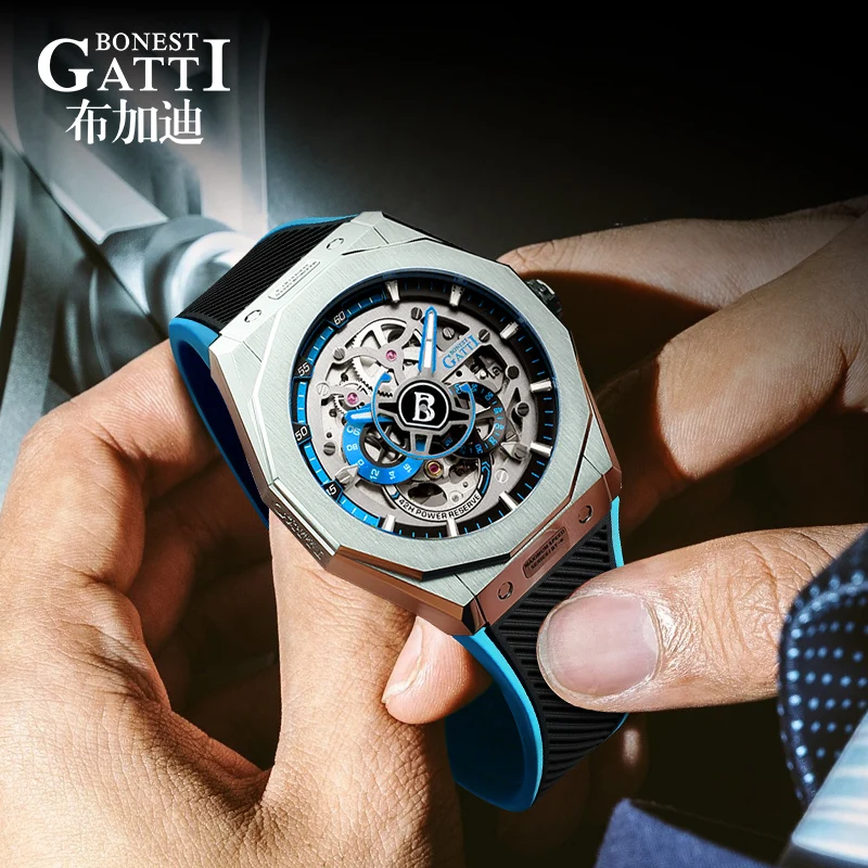 

Мужские часы Bonest Gatti King Series, немецкие автоматические механические часы, деловые наручные часы с сапфировым стеклом