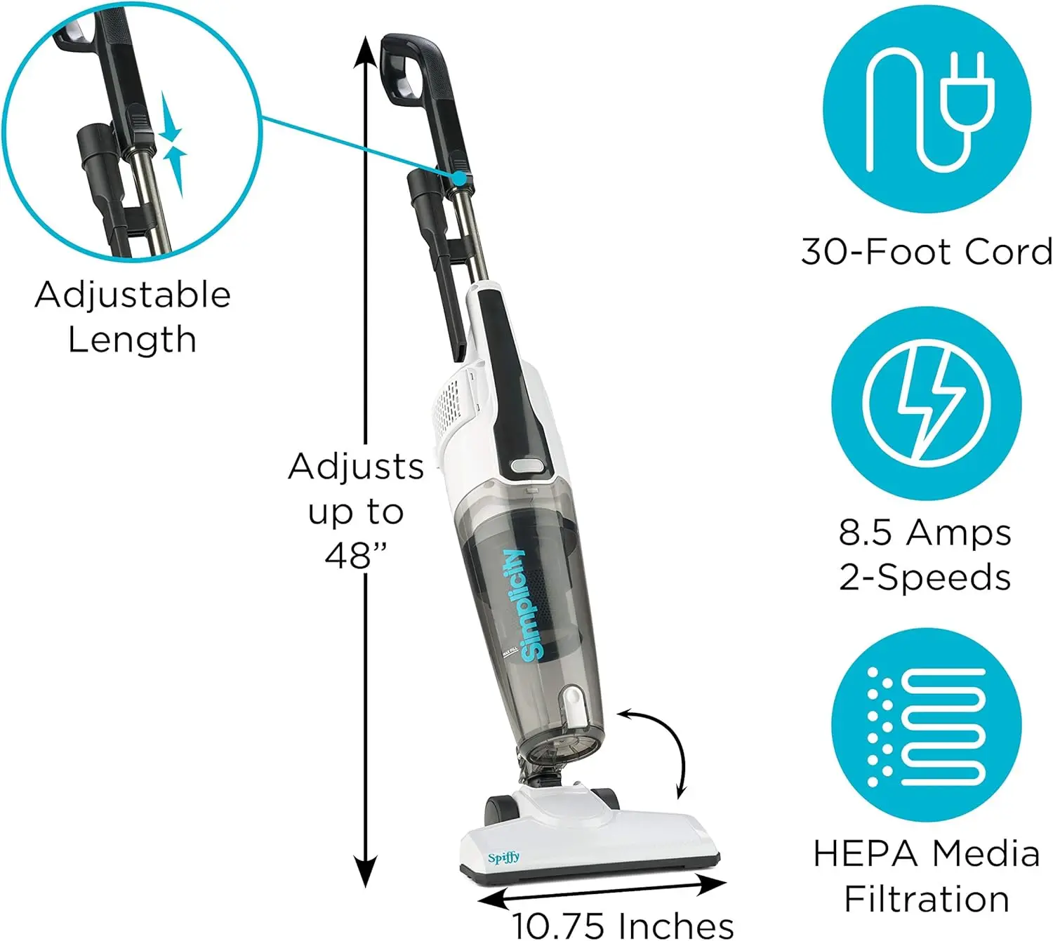 Vacuums Corded Stick Vacuum Cleaner for Home, Bagless Vacuum with Two Speeds for Powerful Suction, Certified HEPA Vac