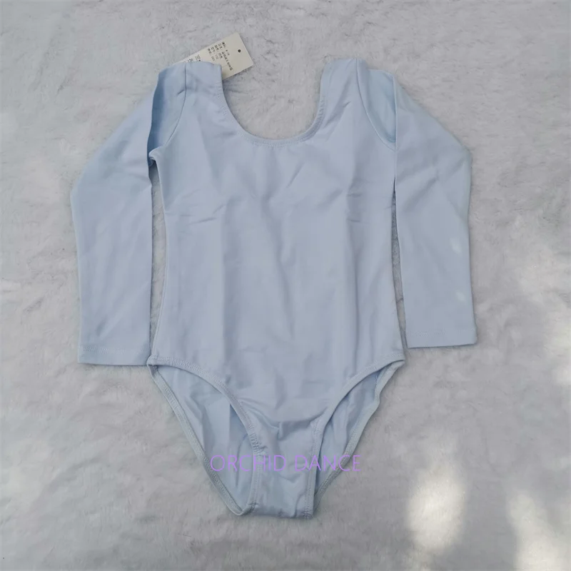 Gorąca Wyprzedaż Dziecięce Dziewczęce Stroje Treningowe do Tańca Białe Czarne Fioletowe Różowe Długi Rękaw Bawełna Spandex Trykoty Baletowe