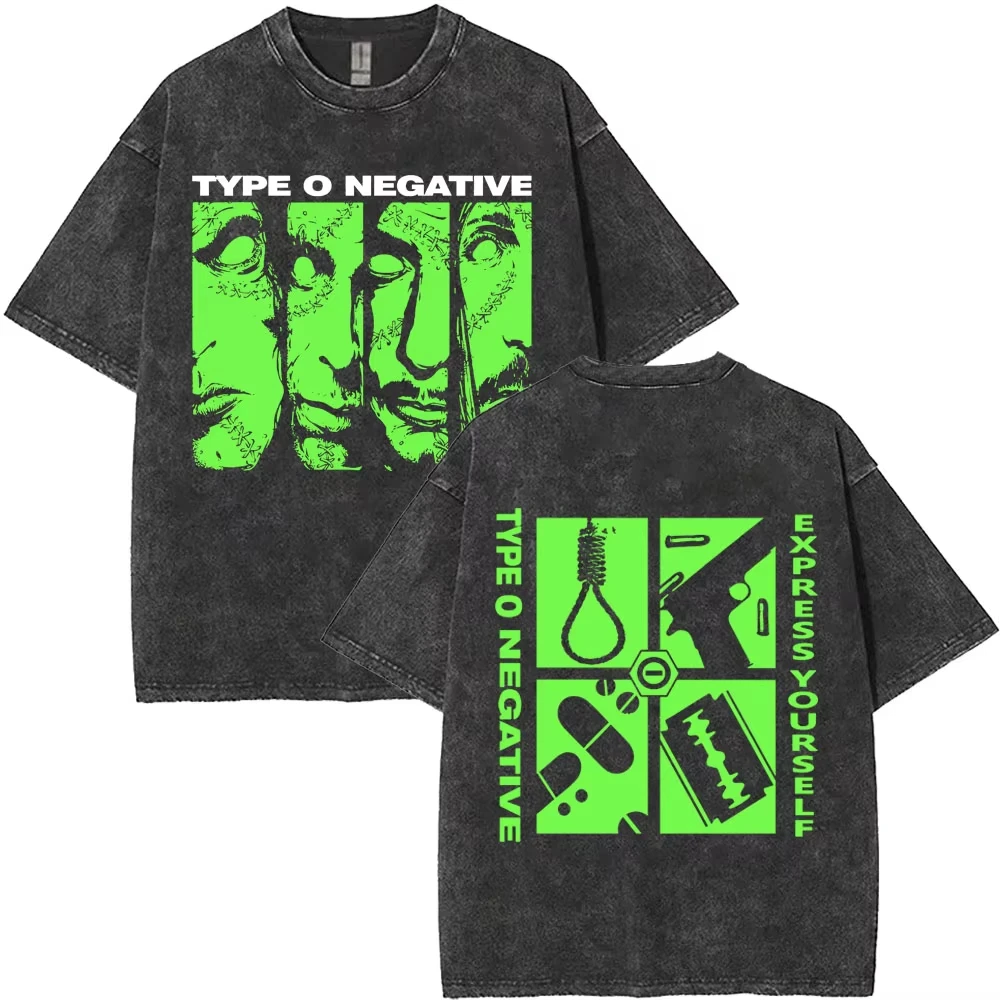 

Metal Rock Band Type O Negative Peter Steele Washed T-shirts Men Women Fashion Vintage Gothic T-shirt Cotton Oversized T Shirts