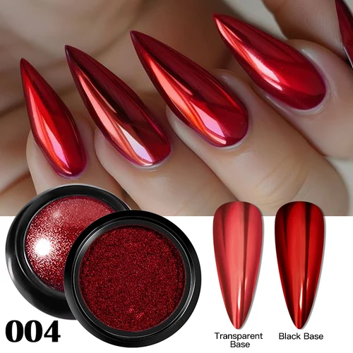 Polvo metálico con purpurina para uñas, pigmento de espejo sólido, dorado, plateado y rojo, superbrillante, para esmalte de uñas en Gel, decoración de San Valentín