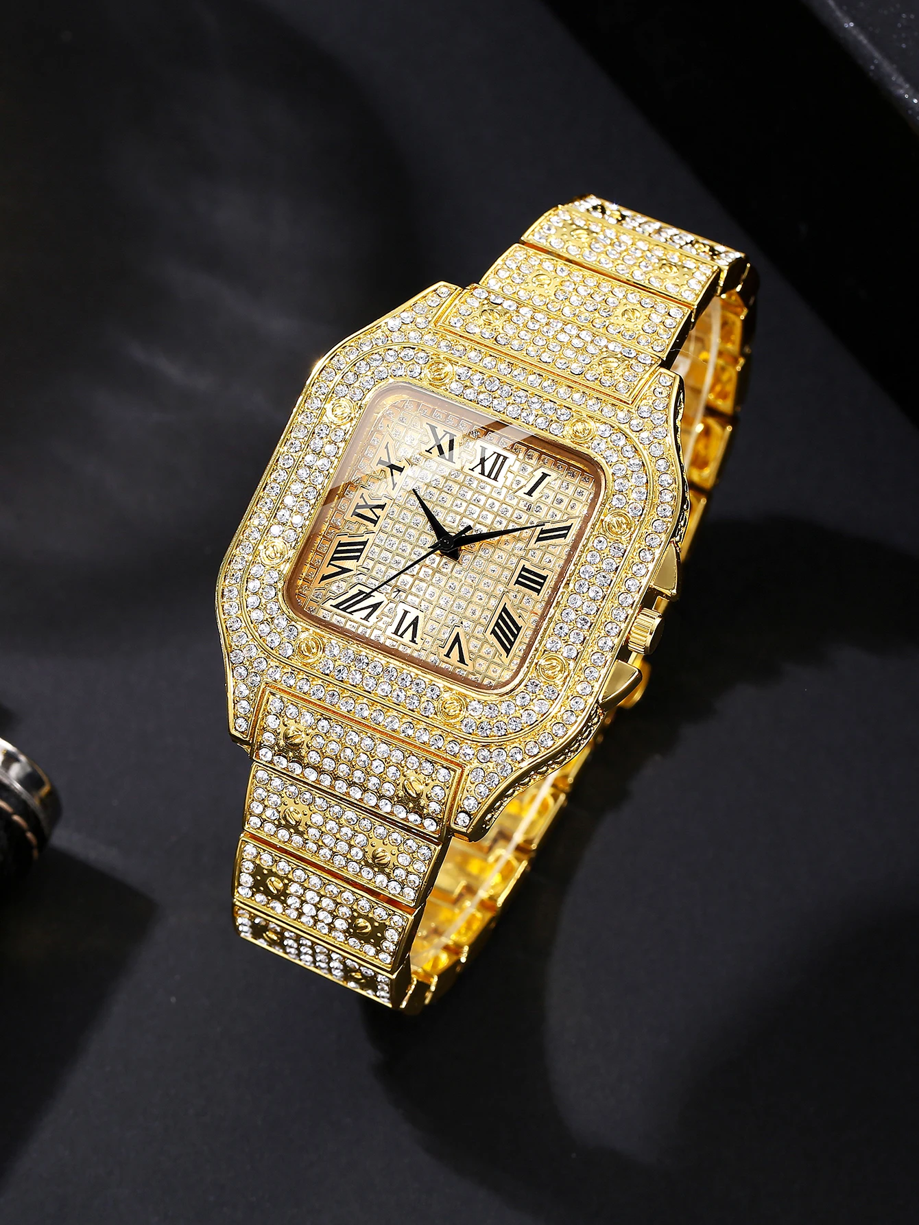 Elegant and Fashionable Quartz Watch, Square Dial, Inlay Design, Suitable for Both Men and Women, Birthday Gift