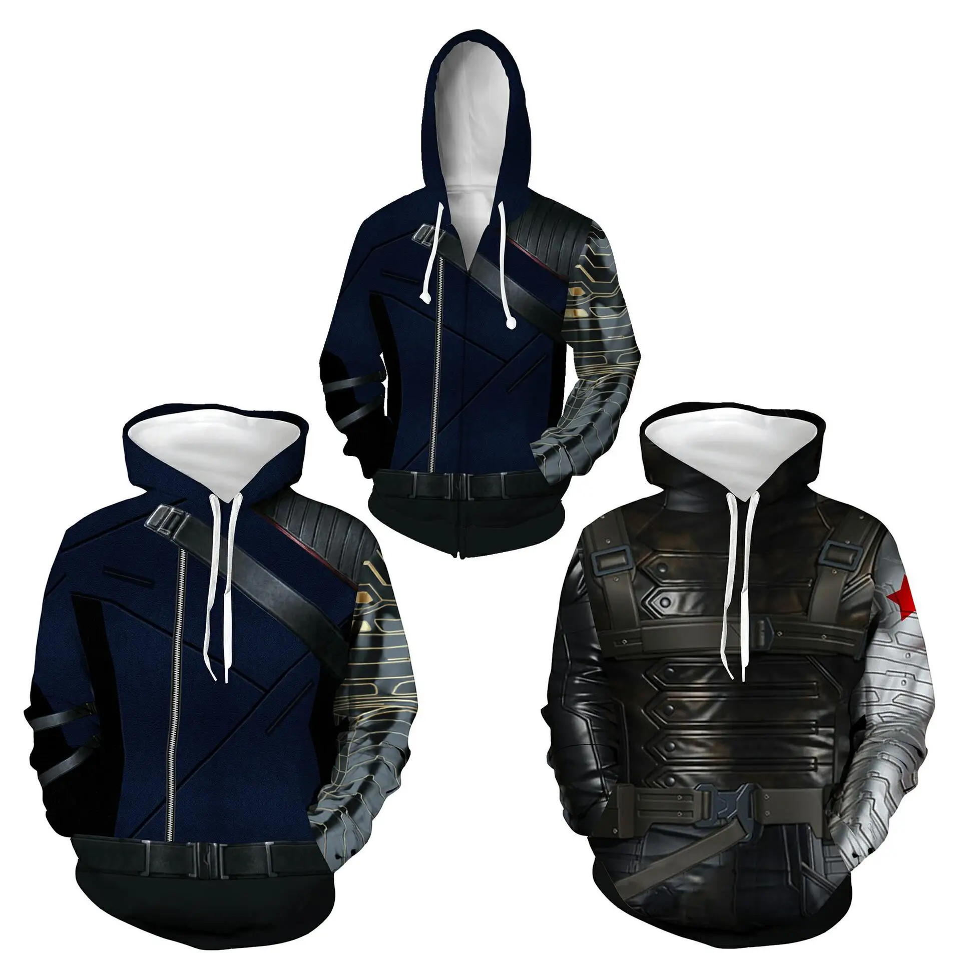 Winter Soldier Cosplay Hoodie 3D Hooded Polyester Spring Autumn Halloween Unisex Jacket Thin Party Winter Soldier Costume