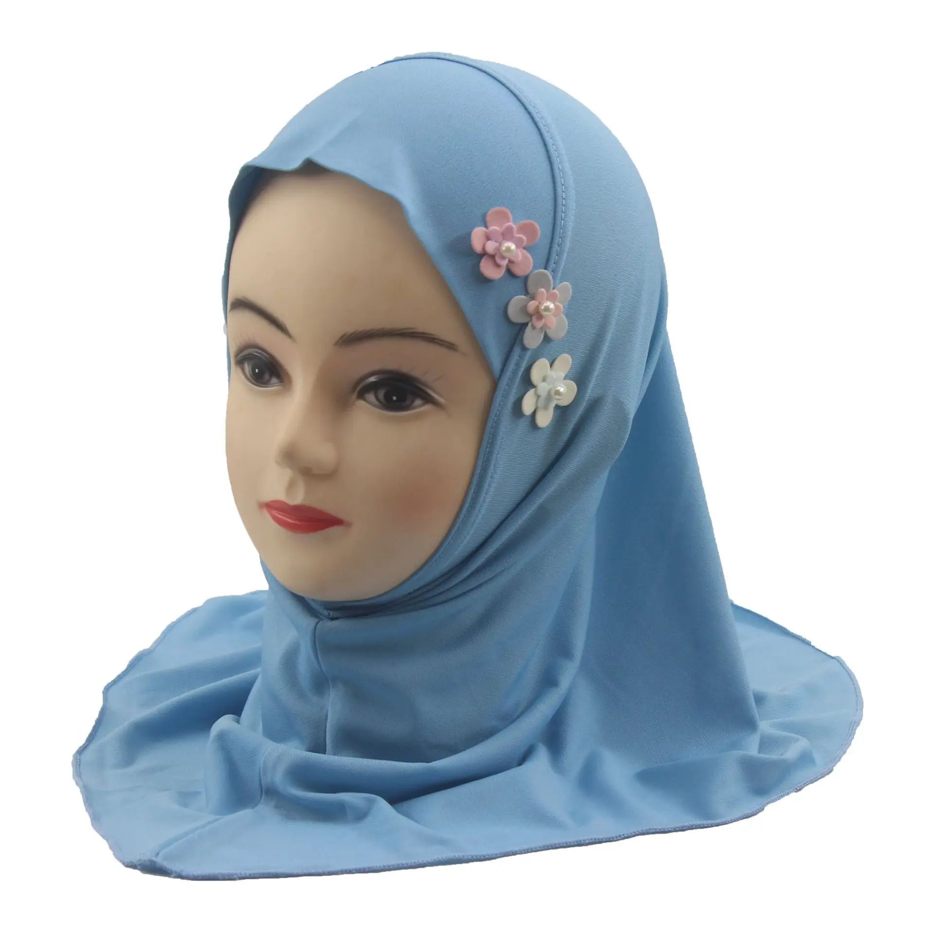 Kindermeisjes Moslim Instant Hijab Klaar Om Islamitische Sjaals Tulband Met Bloemen Sjaal Hoofd Wrap Trekken Amira Voor 2-6 Jaar Oud