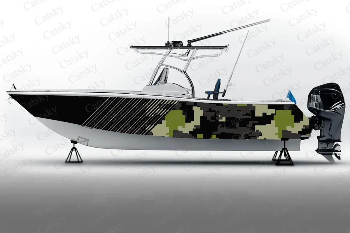 Conceal Camouflage Honeycomb Hexagon Unique Boat Sticker Vinyl Ship Pontoon Deck Boat Fishing Decorative Pontoon Boats Decal