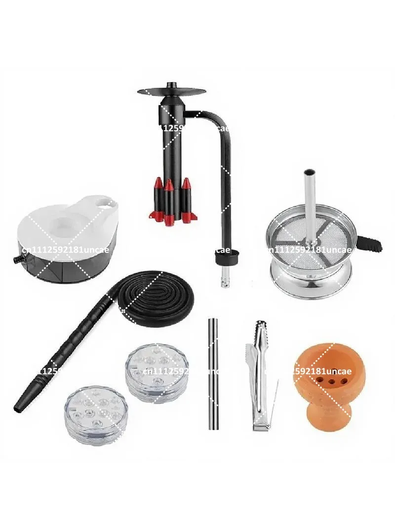 Large Aluminum Hookah with LED Light, Rocket Shape Water Pipe for KTV and Party Use