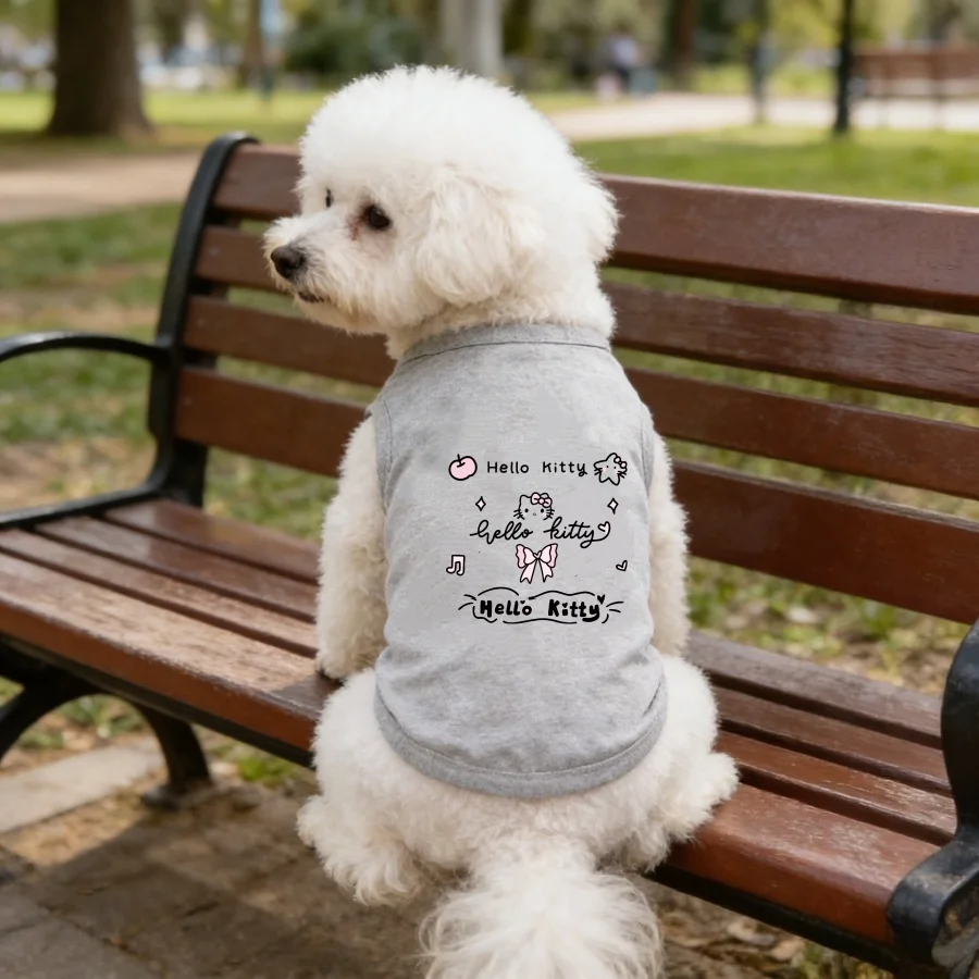 1pc  Dog Gray Vest with Back Print, Cute Pet Clothes Suitabl