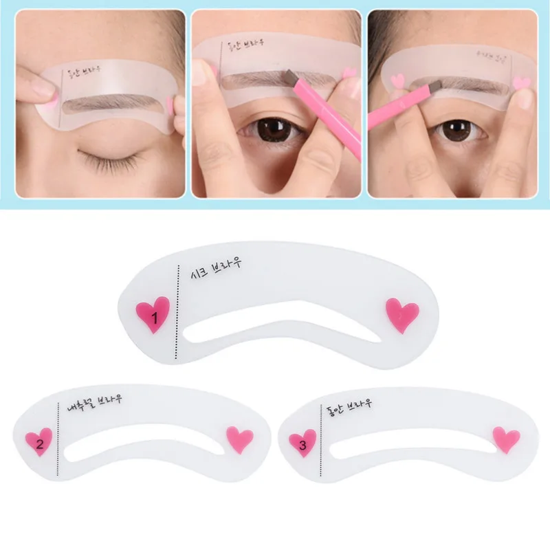 3PCS Vrouwen 3D Wenkbrauwstencil Set Professionele oogmake-up stencilset Natuurlijke duurzame vorm Cosmetische hulpmiddelen