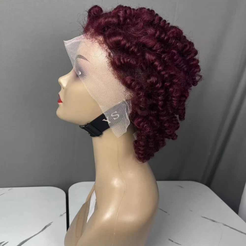 99j # 13x4 Lace Frontal Afro Kinky Head Caterpillar Echthaarperücke aus brasilianischem Remy-Haar, 180% Dichte, für schwarze Frauen, für den täglichen Gebrauch – Detail 5