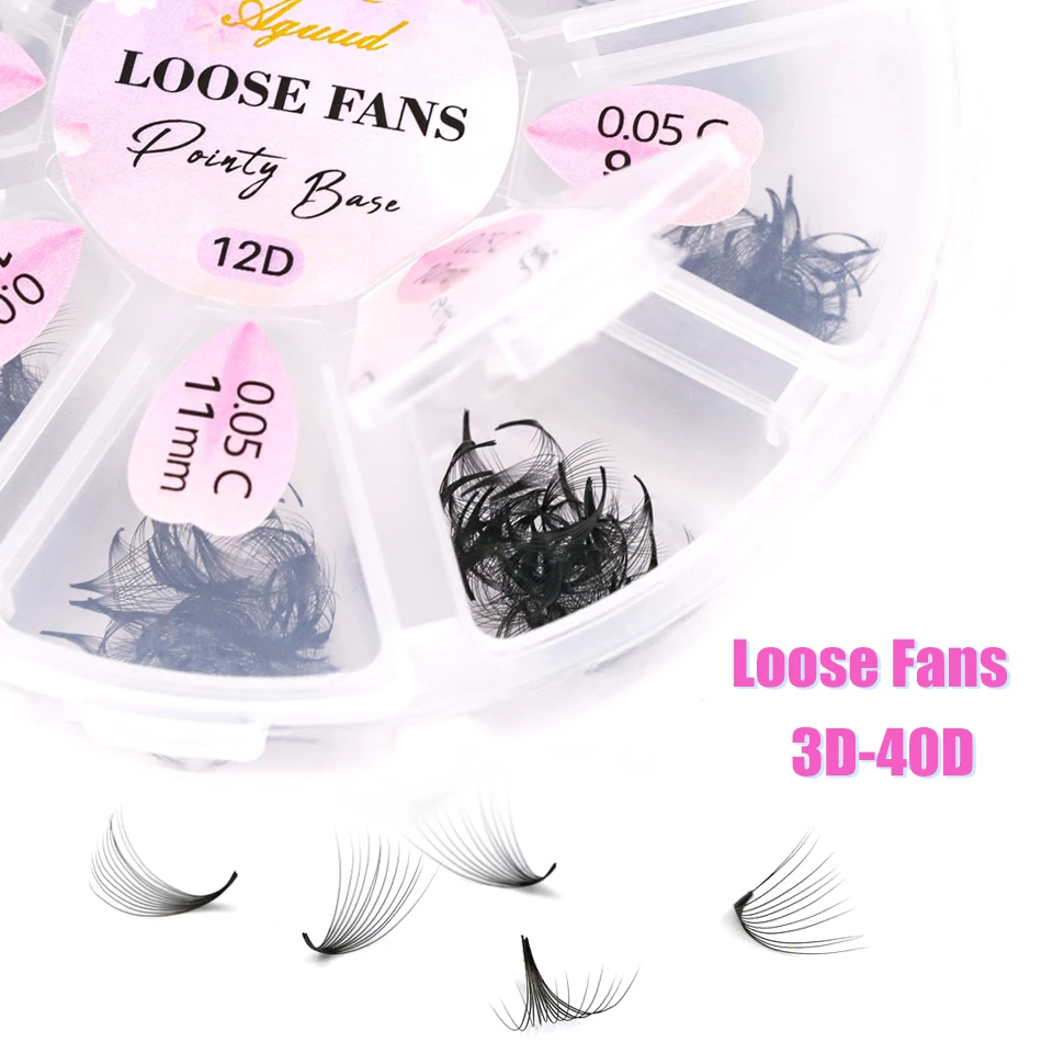 AGUUD 300/500 Fans 8-15mm Mixed Loose Fan Eyelash Extensions 3D-40D Pointy Base Mega Premade Volume Fans Lashes Faux Mink