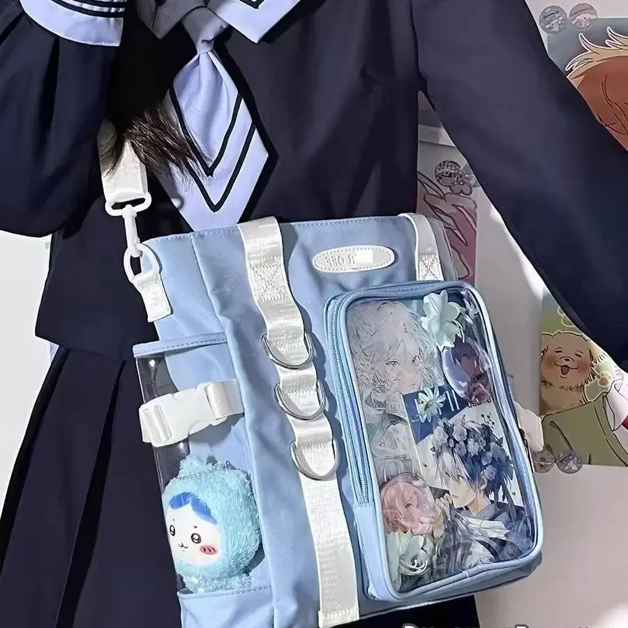 Richme Tas Ita Estetika Wanita Harajuku Kapasitas Besar Seragam JK Tote Bolso DIY Anime Lencana Tas Bahu Selempang Wanita