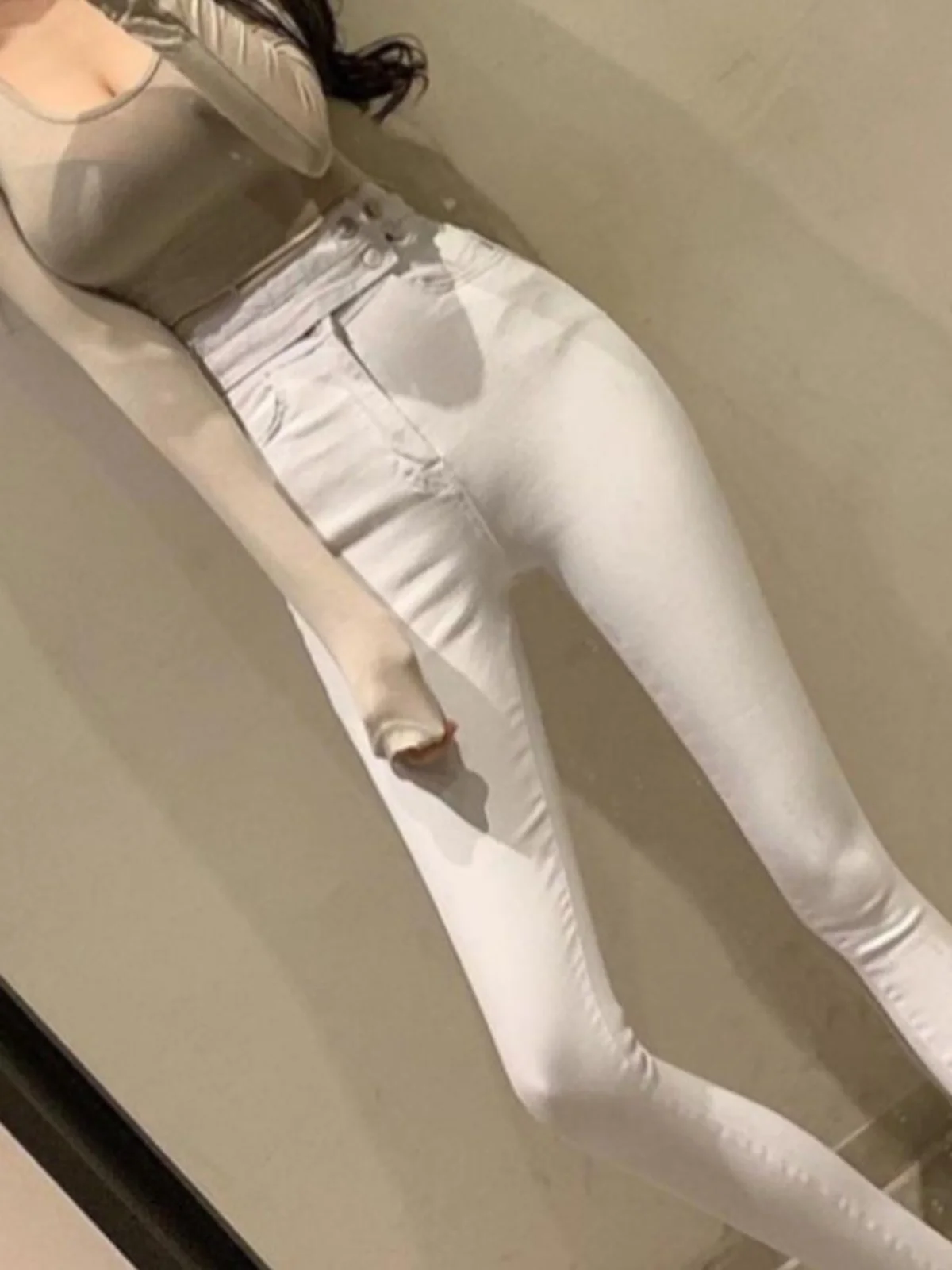 

High Waist Distred Sexy Slimming Butt Enhancing Nine-Five Ankle-Length Women's Jeans Casual Sle Cotton Stretch Denim