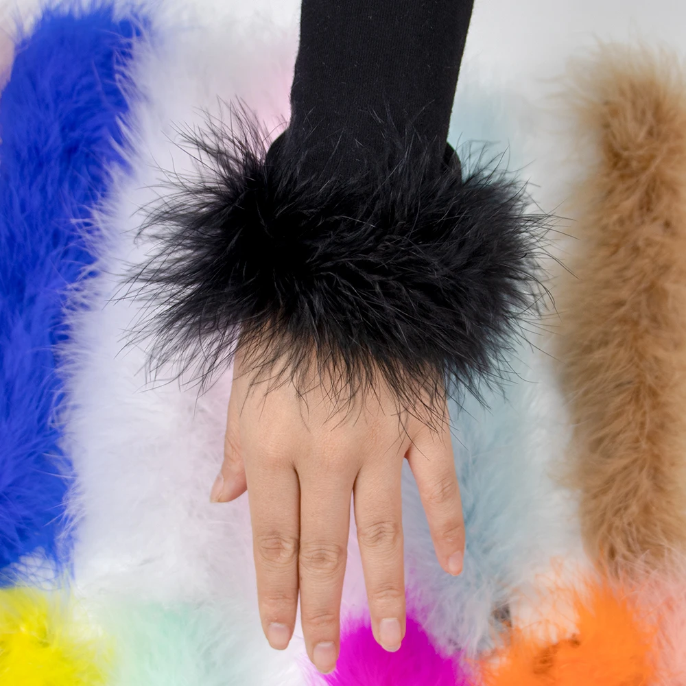 1PC New Real Fur Turkey Feathers Cuffs Fashion Women Fur Sleeve Cuff Hair Accessories Anklet Bracelet Fur Feather Cuffs Bracelet