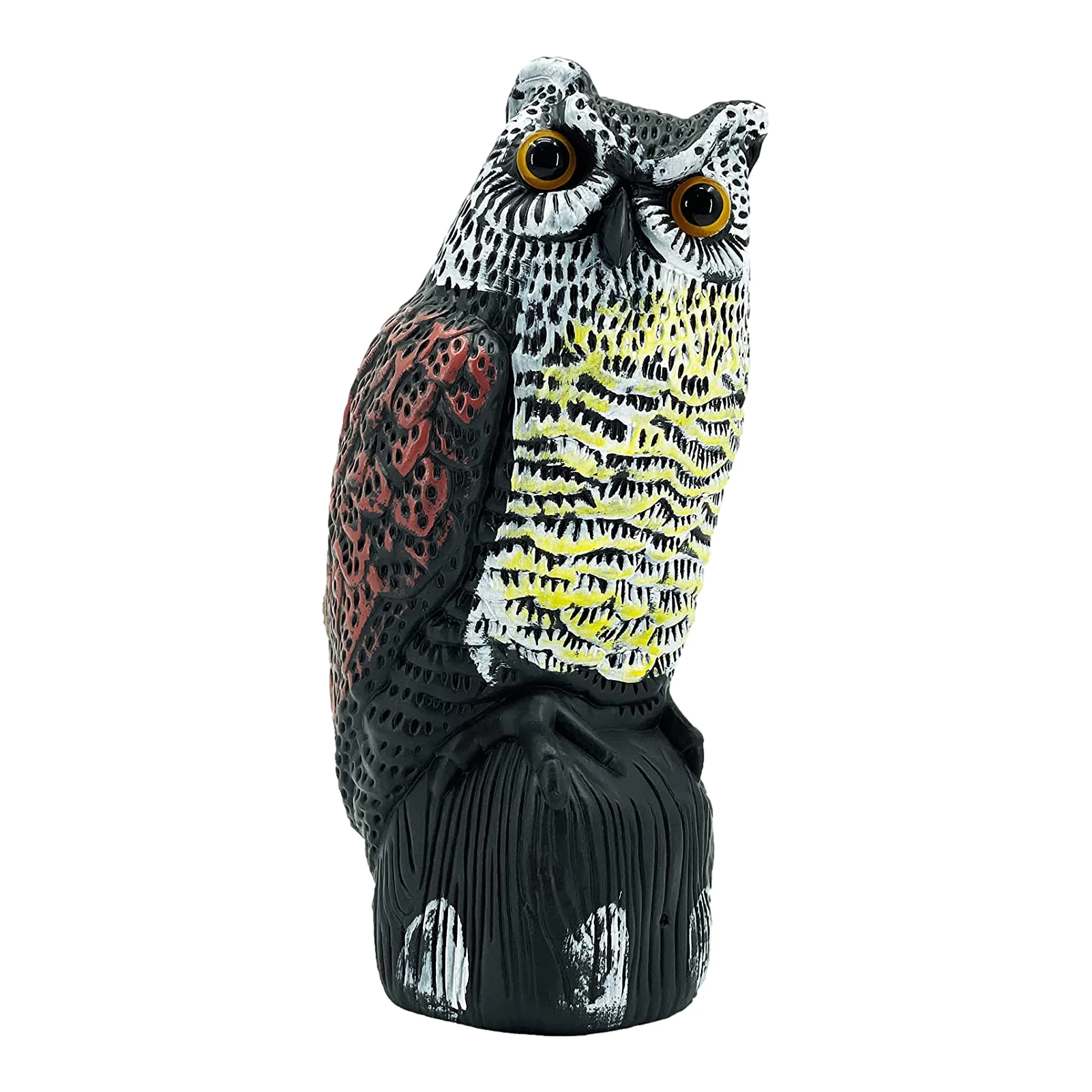 

Simulation Owl Decoy Statue Blink Vocal Owl Garden Ornaments Tool Scare Birds Scarecrow Fake Horned Luminous Owl Light Sound #WO