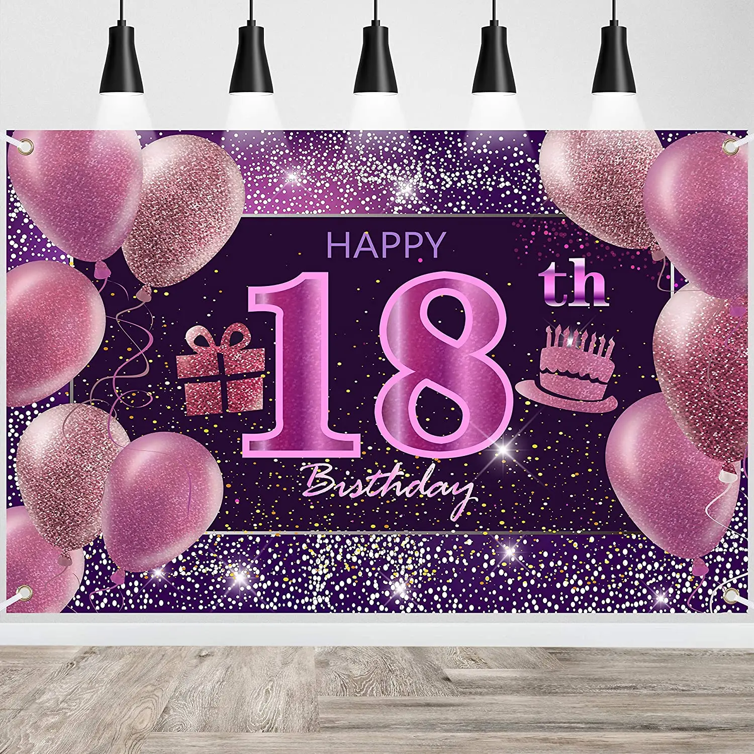 

18th Happy Birthday Party Decorations Background for Women Girls Banner Pink Photography Backdrop