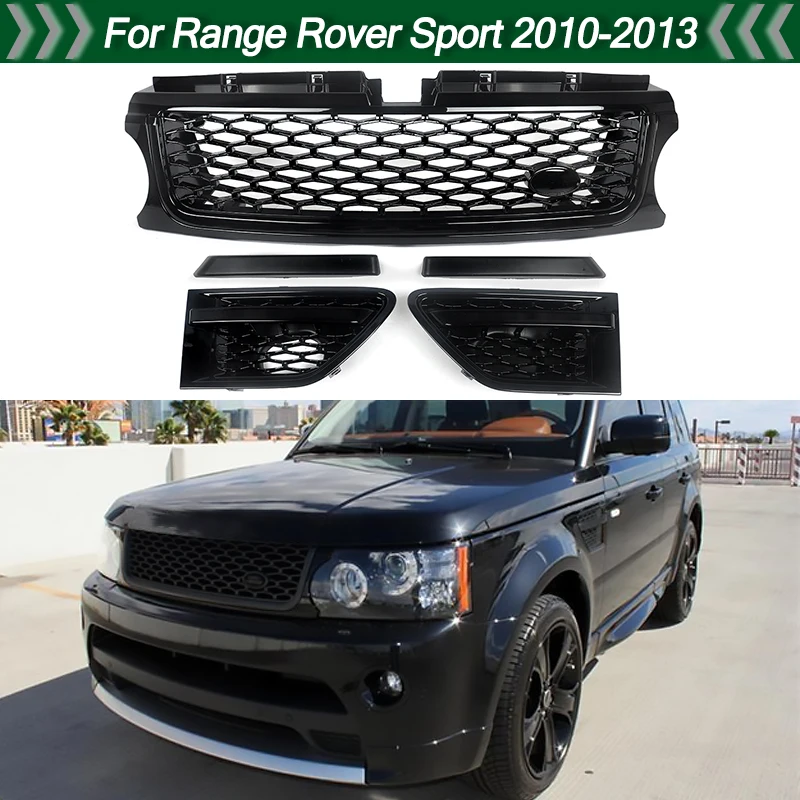 SAIQINGSP Grilles de pare-chocs avant de course, grilles latérales en maille, aérations latérales style Autobiography pour Range Rover Sport L320 2010 2011 2012 2013