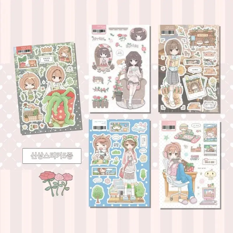 

Korean Style Cute Little Girl Illustration Sticker Decorative Stickers for DIY Guka Scrapbook Journal Collage Decoration