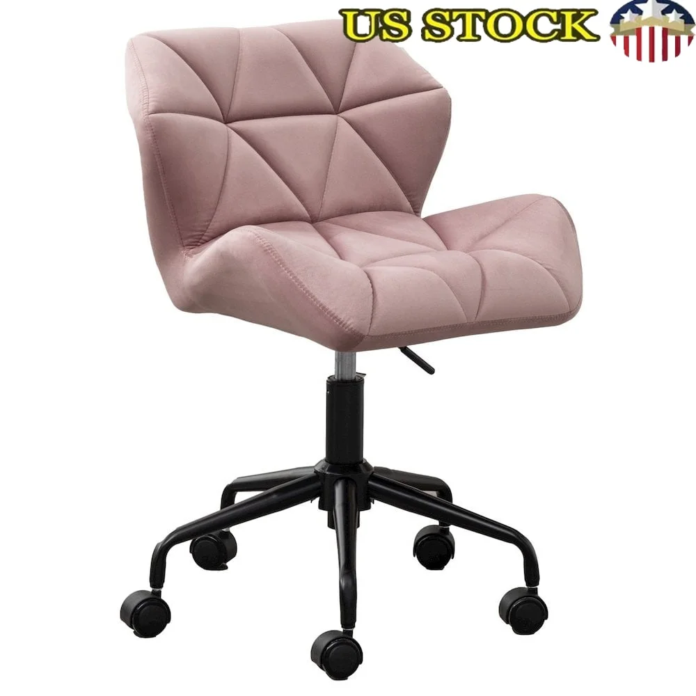 

Adjustable Swivel Office Chair Velvet High Density Foam Cushioning Armless Design Degree Rotation with Metal Base Conference