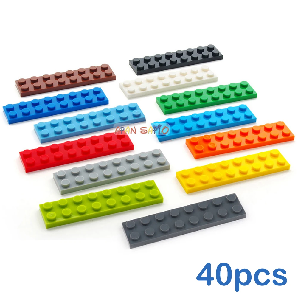 Blocos de construção finos para crianças, brinquedo educativo e criativo, tamanho compatível com 3034, 2x8 pontos, 13 cores, diy, 40pcs