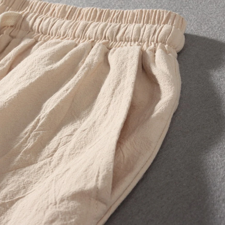 Solid Color Linen Pants Men 9XL Plus Size Pants Fashion Casual Straight Pants Male Linen Trousers Big Size 9XL