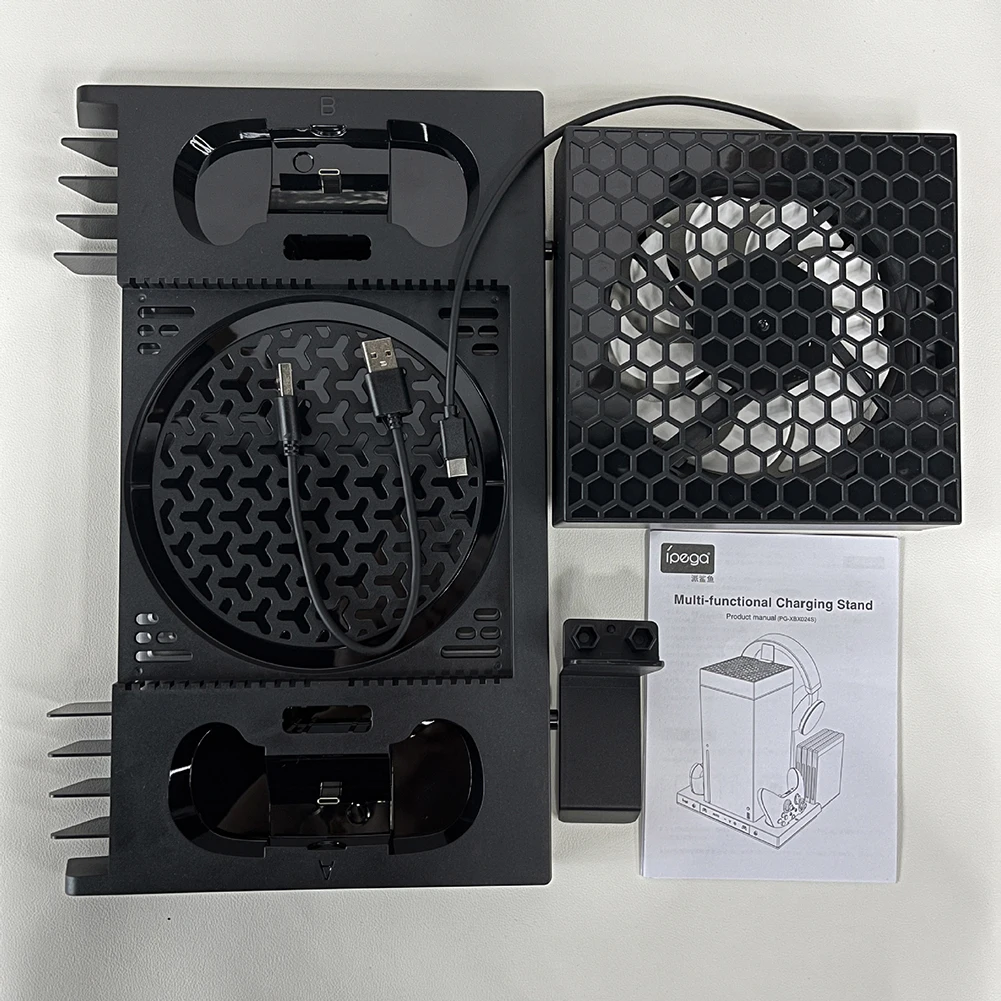 

RGB Charging Dock with 3-Levels Fan Cooling Fan Base with Game Discs Card Slot Gamepad Charge Seat for Xbox Series X Accessories