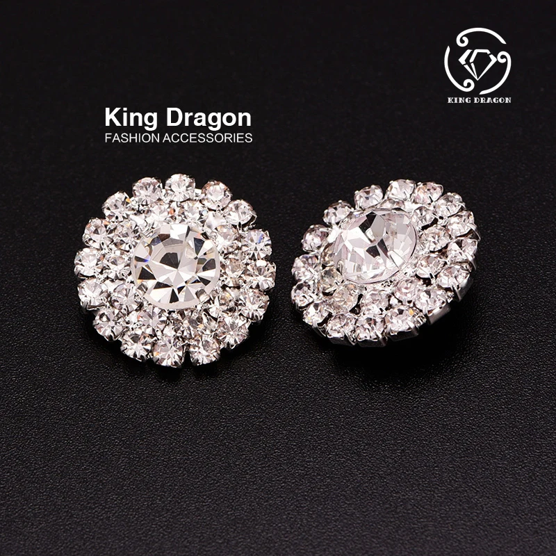 Clear Rhinestone Button Used On Garment Decoration Or Used On headband 20MM 20PCS/lot Silver Color Shank Back Button Shop KD173
