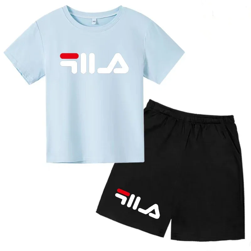 3-14 Years Old Children\'s Summer T-shirt Suit Girl Charming Shirt Boy Shorts Sportswear Baby Toddler Sunshine Brand Lounge Wear