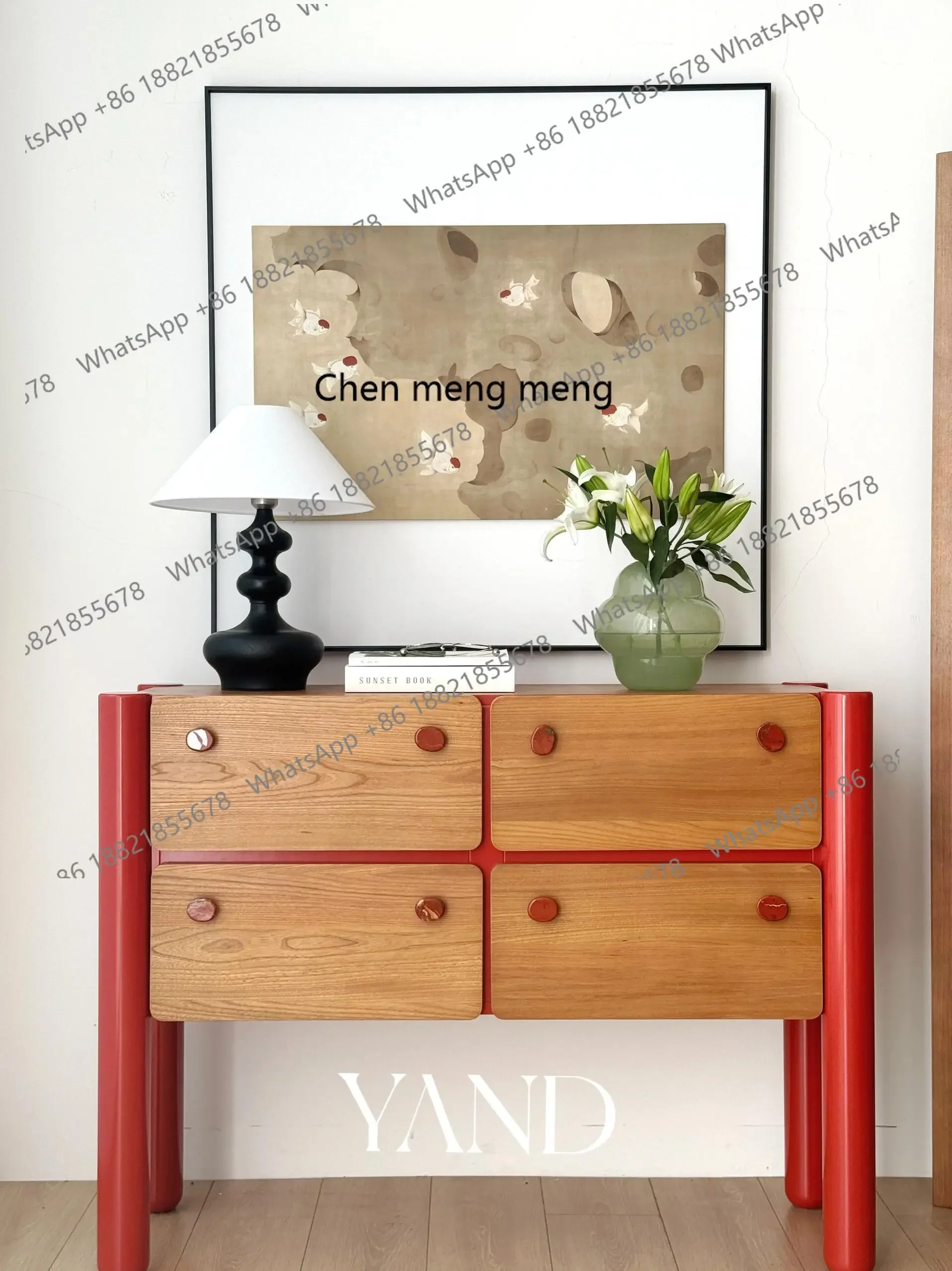 

X Medieval style chest, creative storage, porch, foyer corridor decoration, solid wood side cabinet