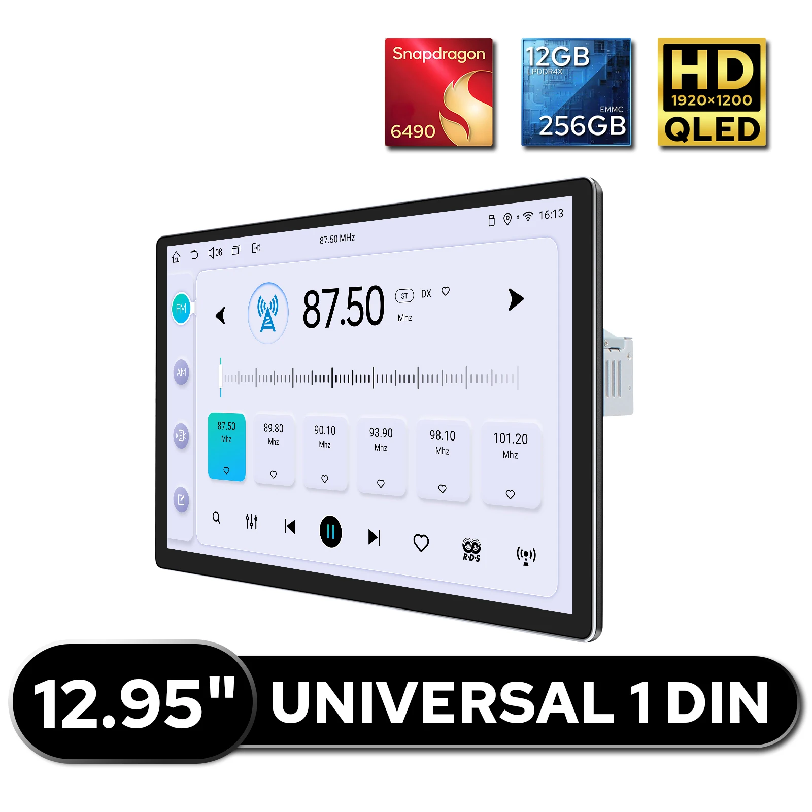 JOYING Single DIN 12.95''Universal Head Unit 12GB 256GB 1920×1200 Car Stereo CarPlay Android Auto Android Car Multimedia system