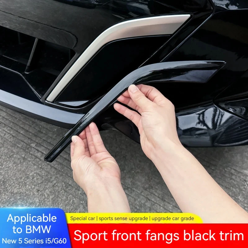 

For BMW 5 Series I5 G60 ABS Black Car Front Bumper Lip Splitter Spoiler Fog Light Trim Cover Exterior Auto Accessories