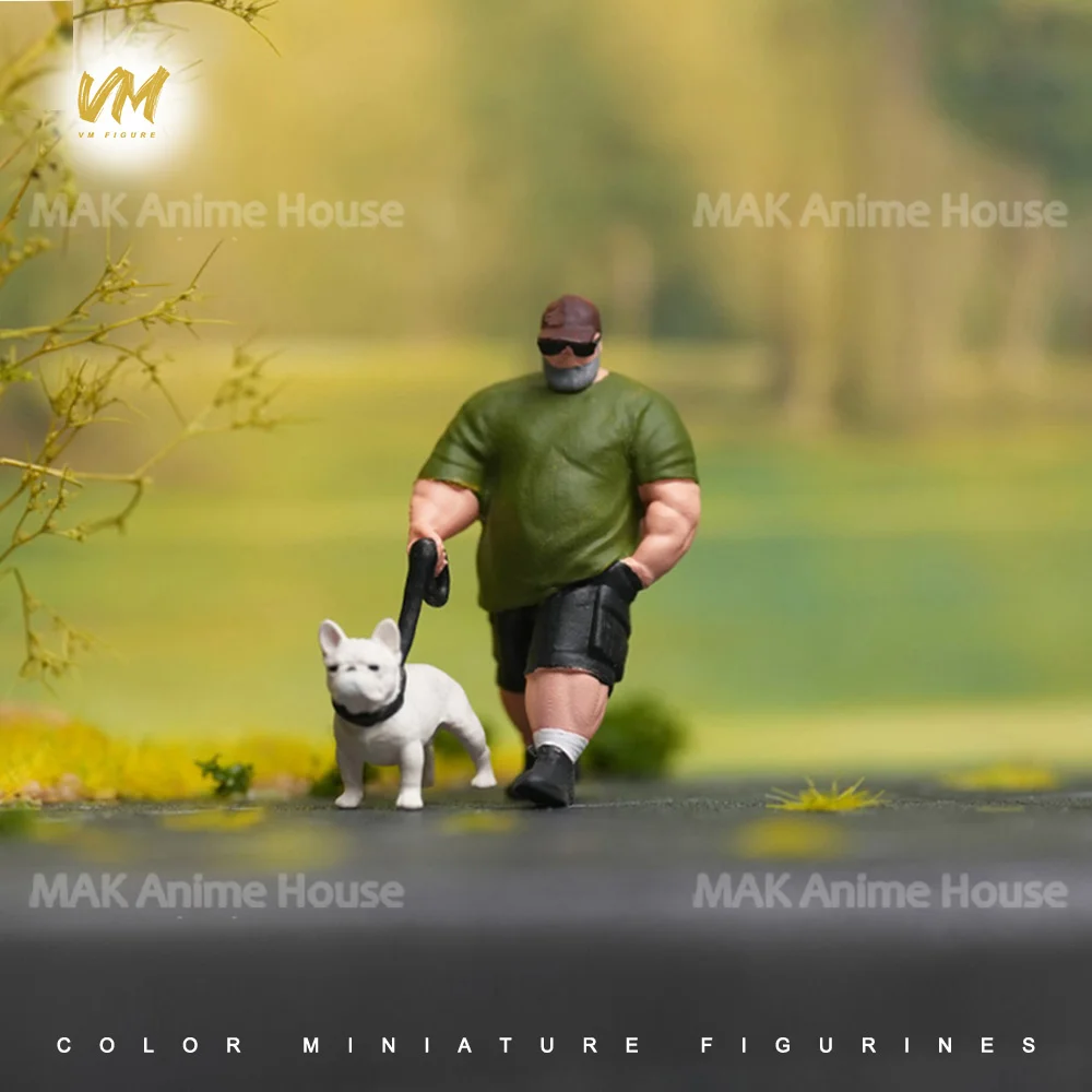 شخصيات مصغرة 1/87 1/64 1/43 1/24 1/18 أزياء الأزواج المشي كلابهم الرجال JK الفتيات مصور نموذج الدعامة ديكور إبداعي #6