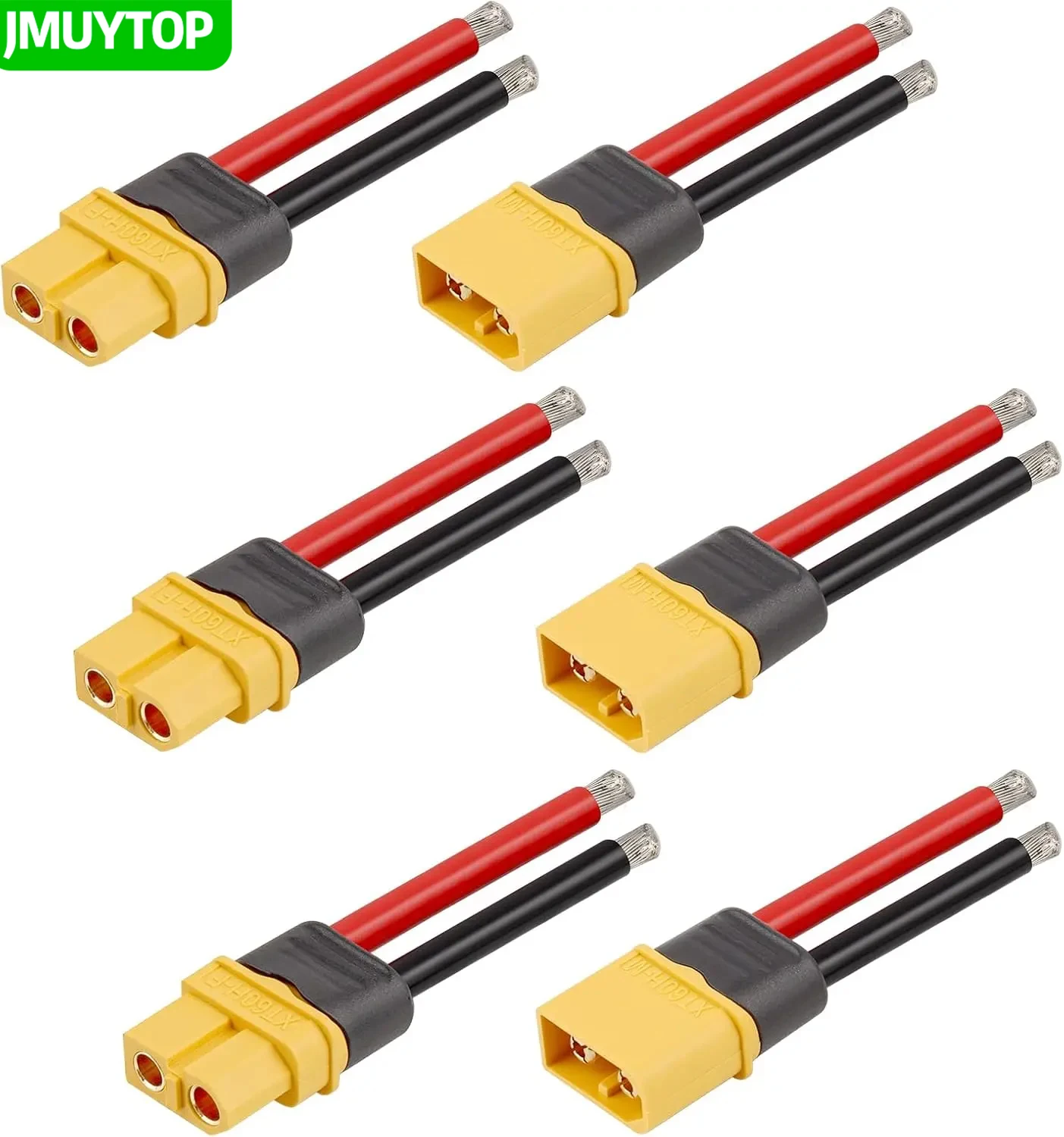 

JMUYTOP XT60 штекер «мама» с кабелем 12AWG 4 мм2 для пульта дистанционного управления литий-полимерные батареи FPV гоночный дрон