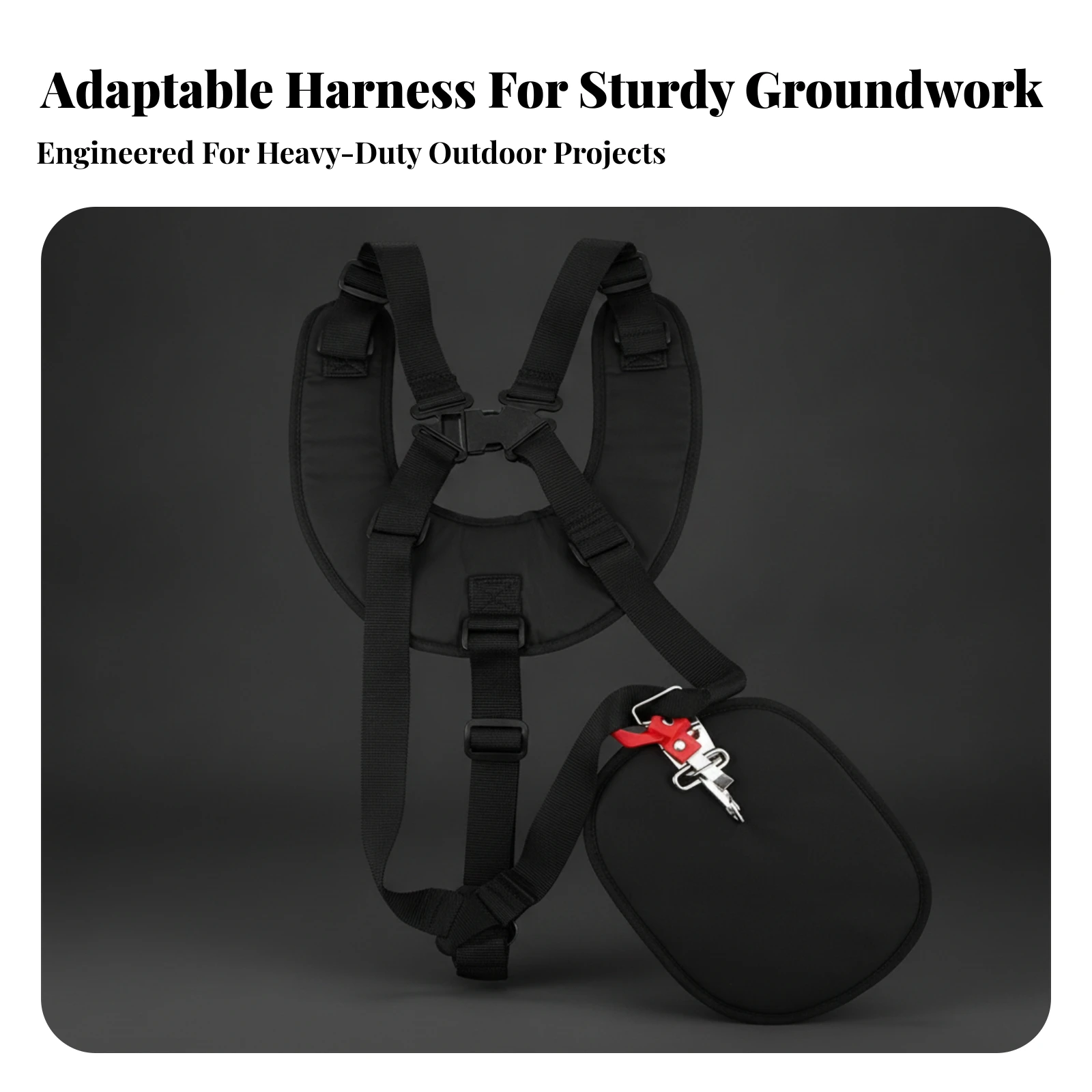 String Trimmer Harness Fatigue-Reducing Double Shoulder Harness with Padded Back Panel Brush Eater Shoulder Strap Secure