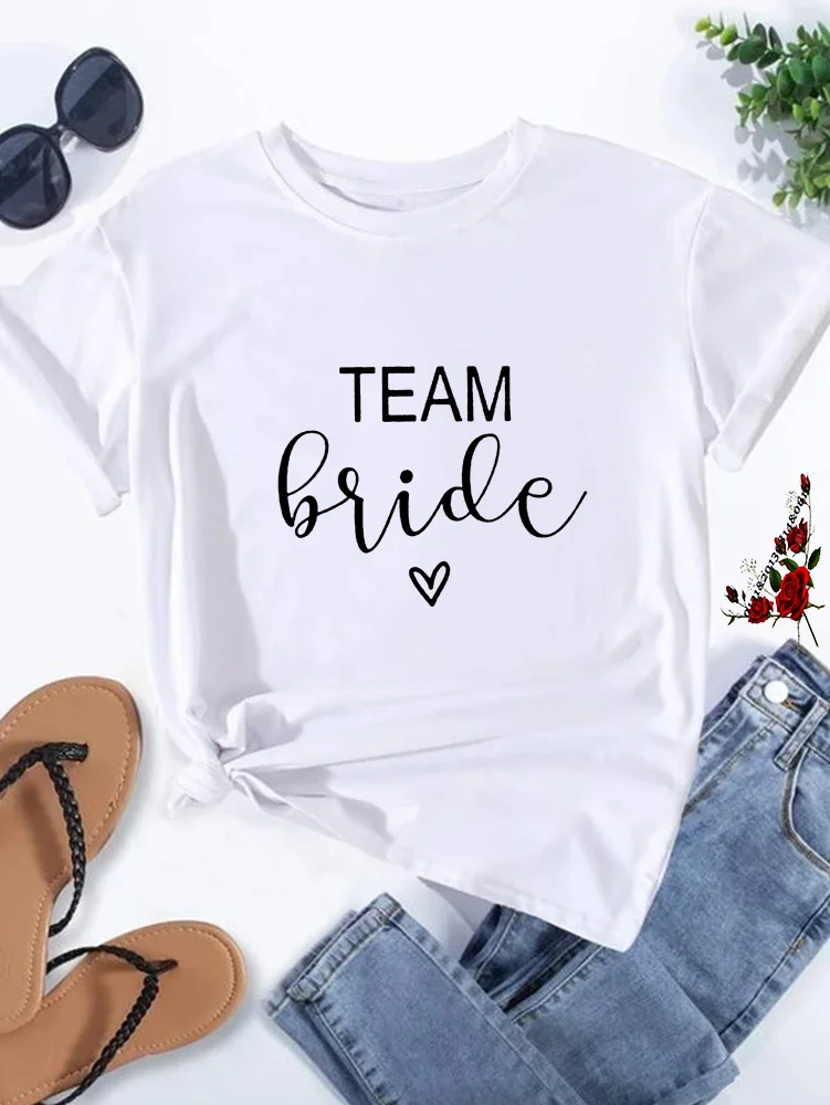 Birde Team Bride Letters Graphic Printed Women T-shirt Girls Wedding white Tops Bachelor Party Harajuku Casual Ladies Tshirts