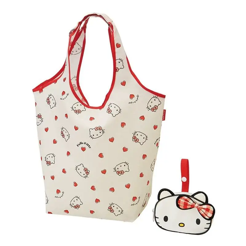 Miniso Hello Kitty Shopping Bag Kawaii My Melody Portable Foldable Eco Friendly Handbag Large Capacity Supermarket Storage Bag