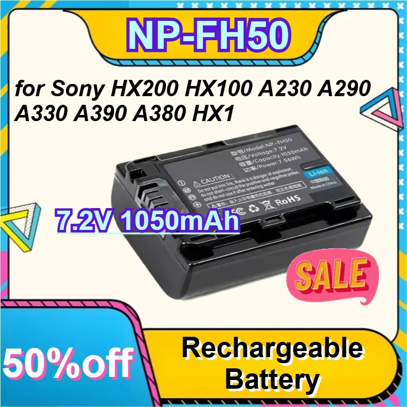 

NP-FH50 7.2V 1050mAh Rechargeable Camera Battery for Sony HX200 HX100 A230 A290 A330 A390 A380 HX1