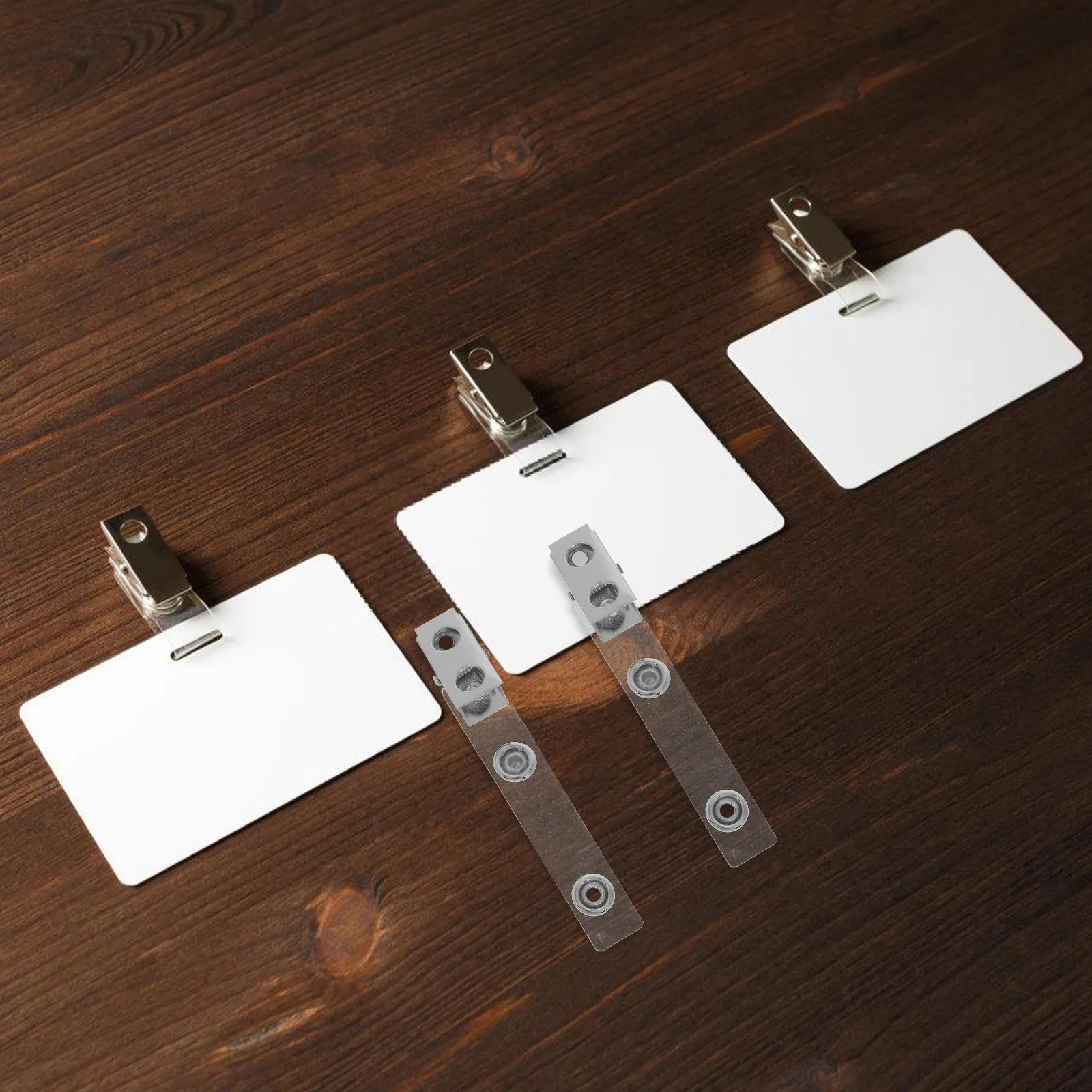 

50Pcs Badge Holder Metal Clips Double Hole Transparent Strap for Security Id Cards Work Badges Office Supplies