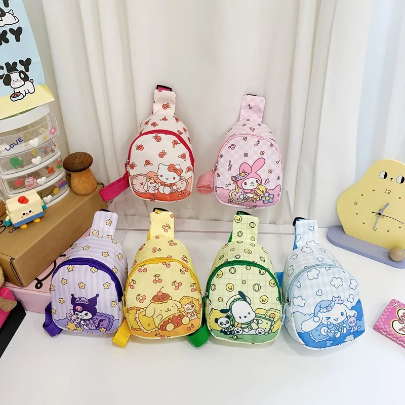 

Sanrio Chest Bag Hello Kitty Kuromi Cinnamoroll Crossbody Bag My Melody Pochacco Pom Pom Purin Storage Shoulder Bag Kids Gift