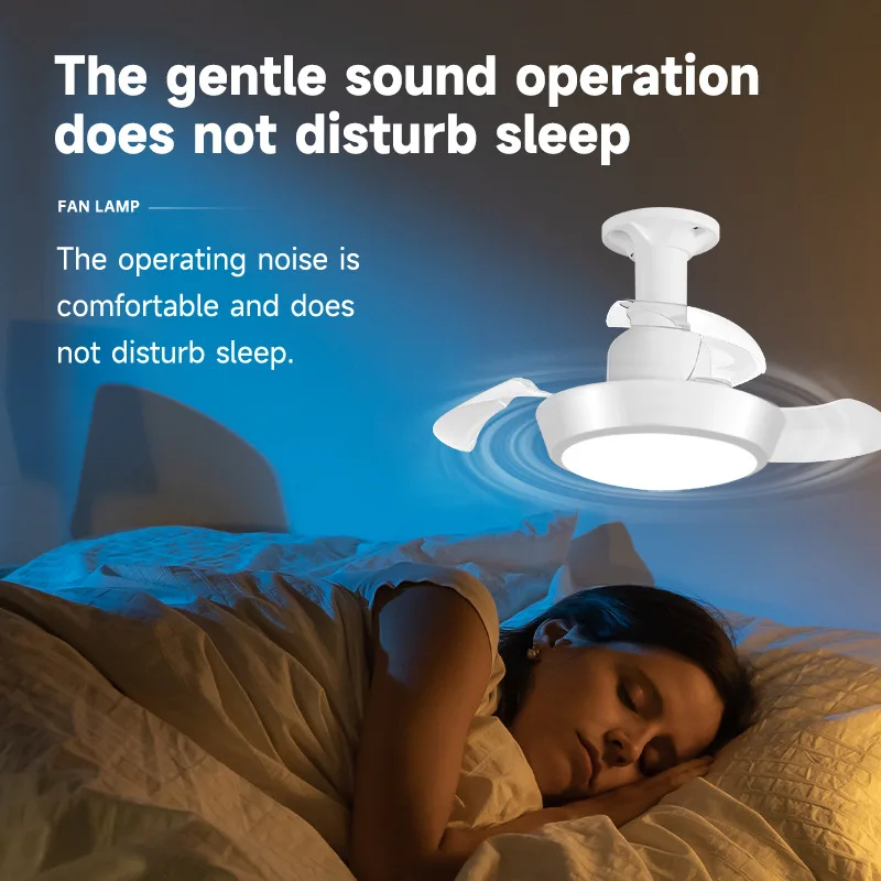 

42cm 33W Telescopic Ceiling Fan Lamp Socket Fan Light with Remote Control 3 Speed Levels Dimmable Lighting for Indoor Room