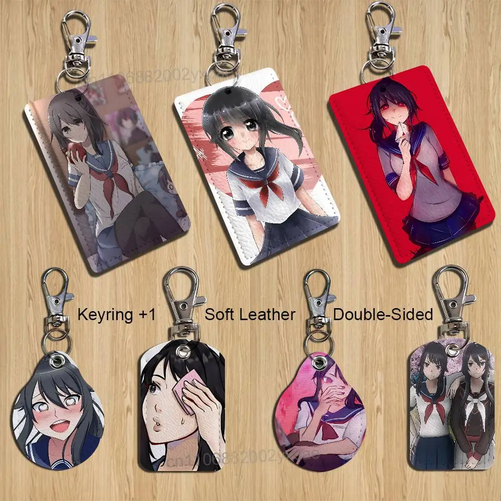 Yandere Simulator Ayano Aishi Keychain Holder Suitable For Subway Bank Card Bus Case Badge Holder Wallet Card Textured pattern