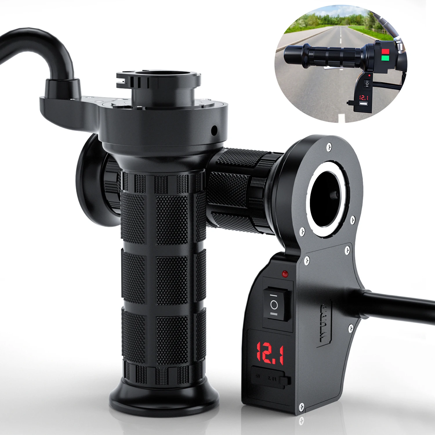 

New Universal Motorcycle 22mm Hand Heated Grips Molded Grips ATV Warmers Adjust Temperature Hot Handlebar With USB