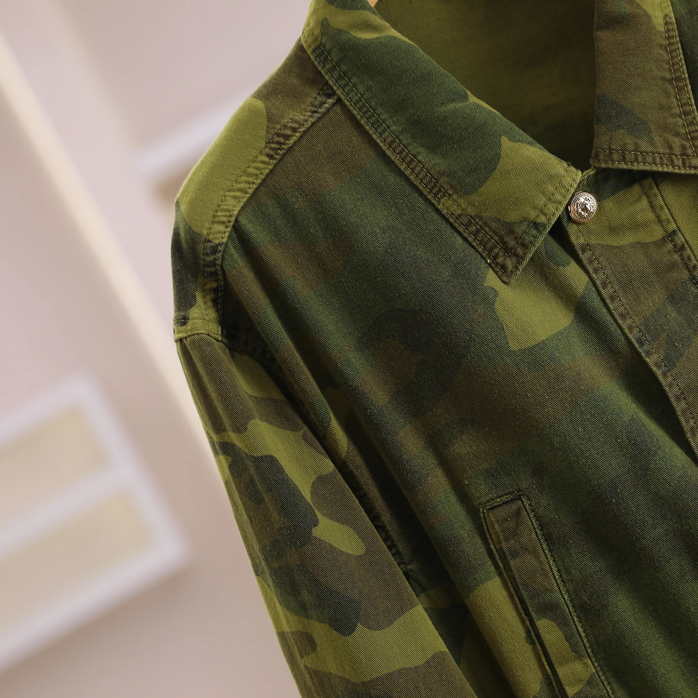 Retro Camouflage Loose Comfortable Workwear Jacket Women's Autumn Fashion Grass Fragrance Brand Button Long Sleeve Coat