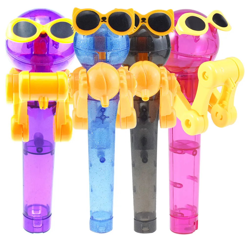 4Pcs Lollipop Robot Holder Creative Cute Cartoon Robot Design Pop-Up Candy Storage Kids Party Gift Funny Decompression Novelty