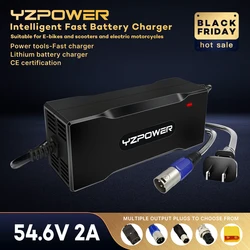 YZPOWER 54.6V 2A lithium battery charger 13S 48V DC charger intelligent fast charging with cooling fan