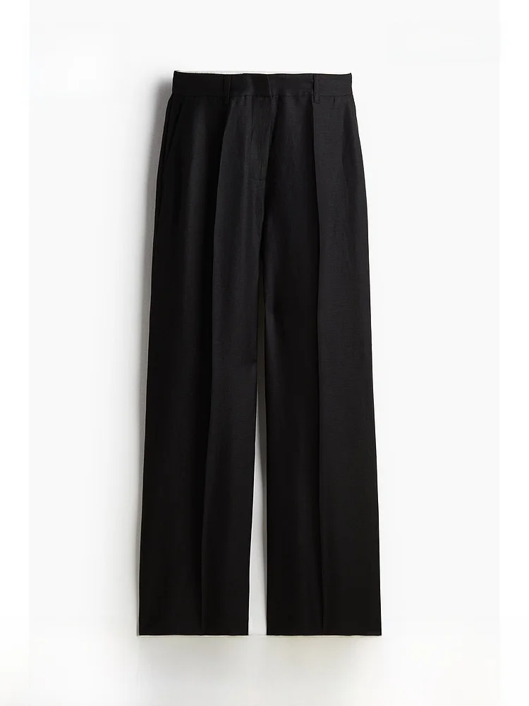 

H&M Summer Women's Clothing Mixture Linen Twill Long Pants 1242600 Elegant Formal Trousers for Ladies Autumn Collection