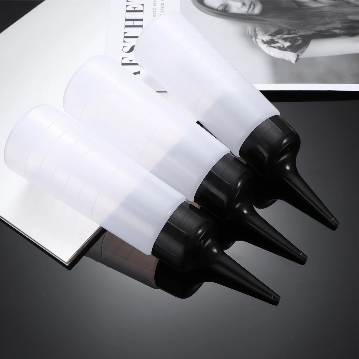 

3 Pcs Shampoo Bottles Hair Dye Containers Salon Applicator Oil Color Travel Refillable Clear Plastic Thick Durable Environmental