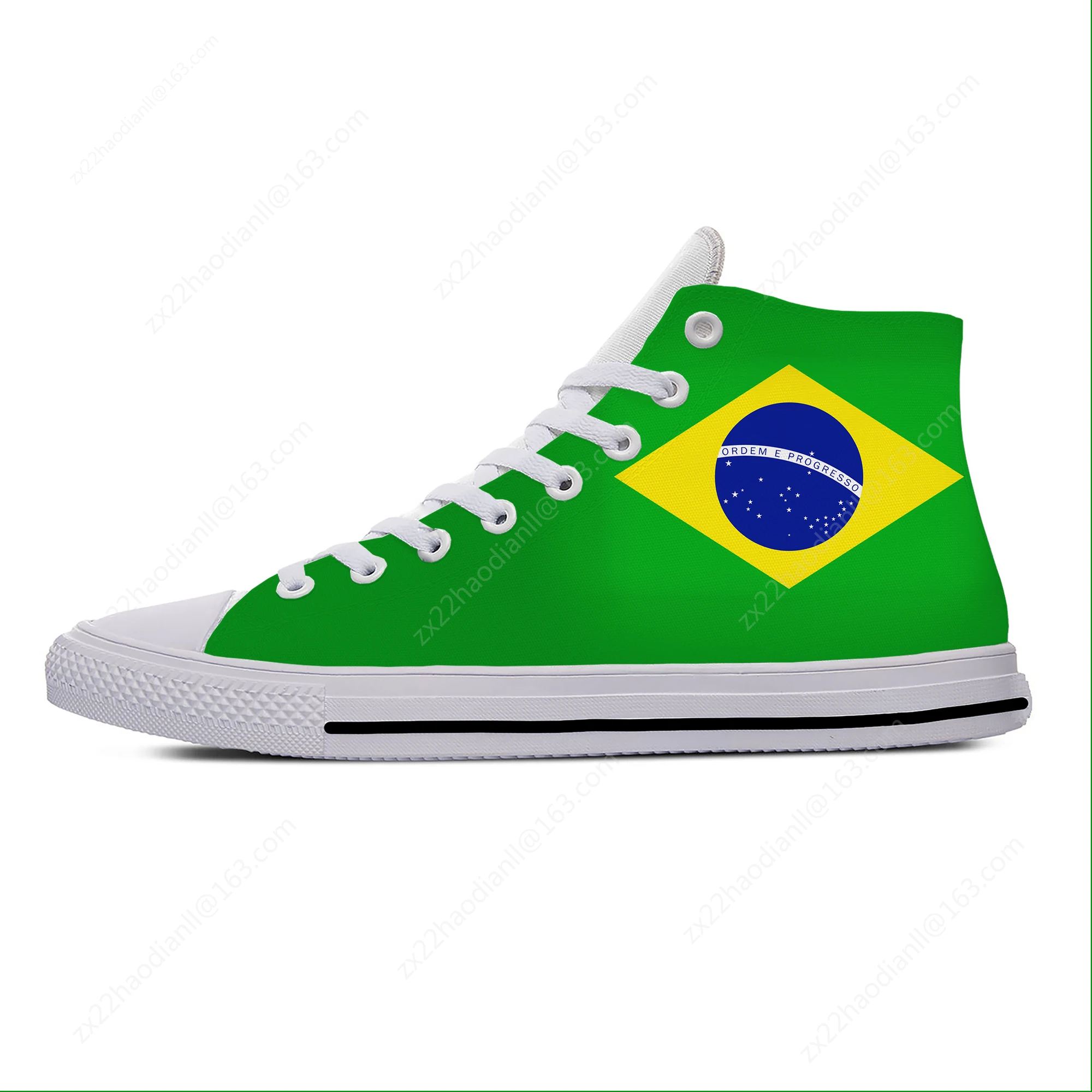 Hot Brazil Brazilian Flag Patriotic Funny Fashion Casual Cloth Shoes High Top Lightweight Breathable 3D Print Men Women Sneakers