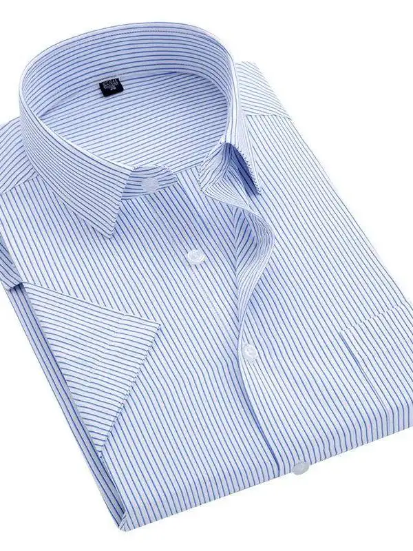 

Summer Men's S8xl Striped Short Dress Shirt Square C Casual Cleanfit Style Inner Wear Chinese Brandless Clothing