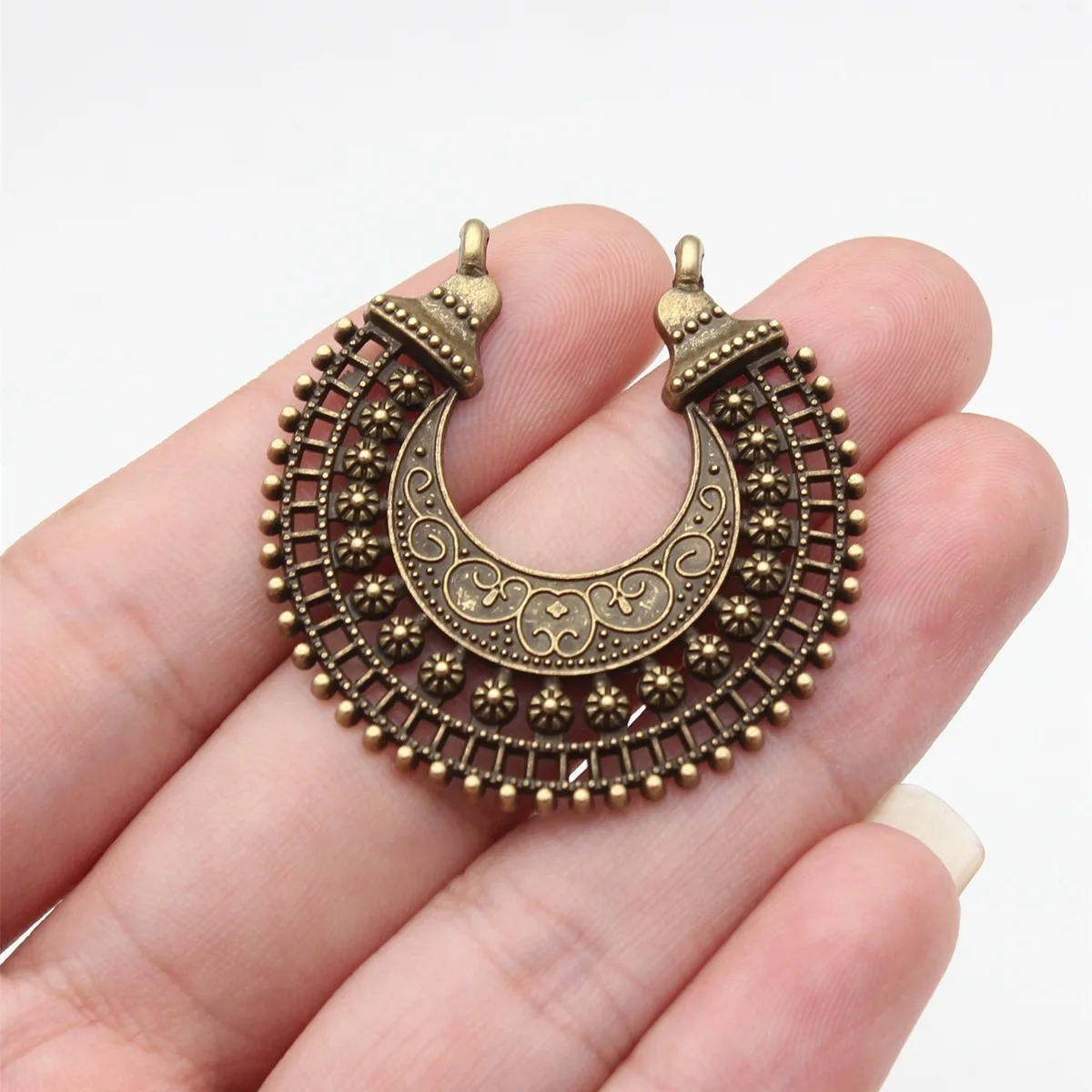 WYSIWYG 2szt Ocena biżuterii Handmade Craft Kolczyki wisiorek Charms Antyczny Srebrny Kolor 39x40mm — zdjęcie 7